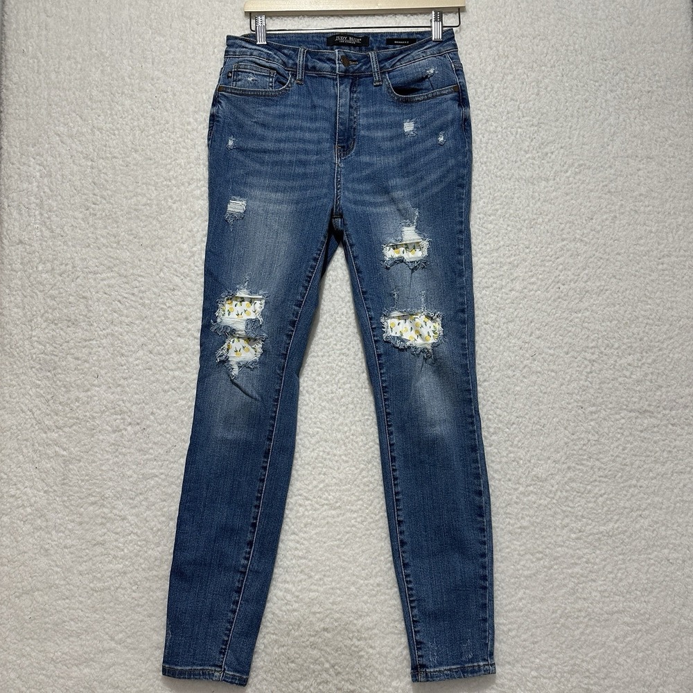 Judy Blue Lemon Patch High Waist Skinny Jeans Women's Medium Blue Size 7/28